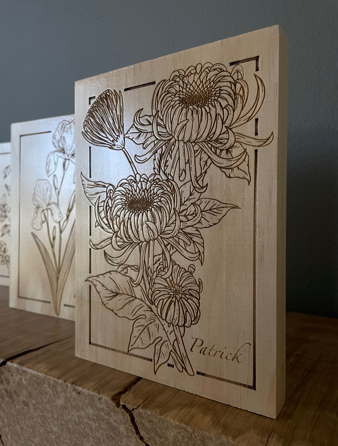 Personalized Flower Engraved Tiles