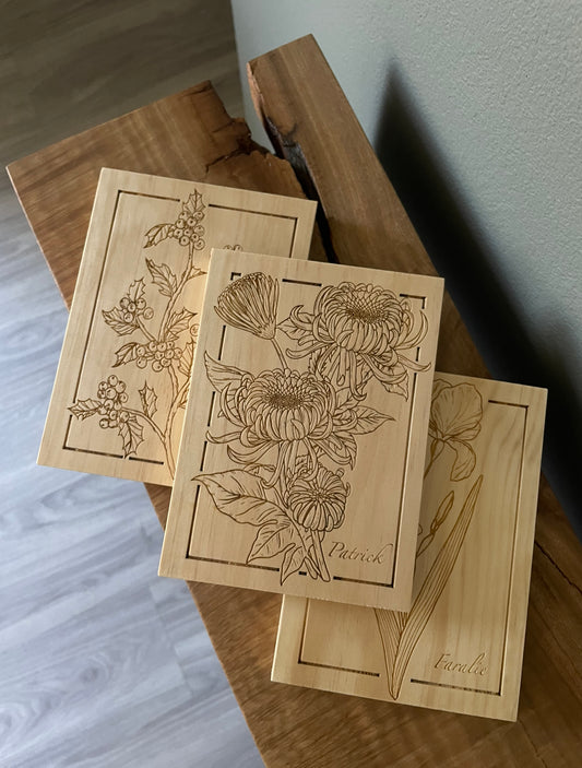 Personalized Flower Engraved Tiles